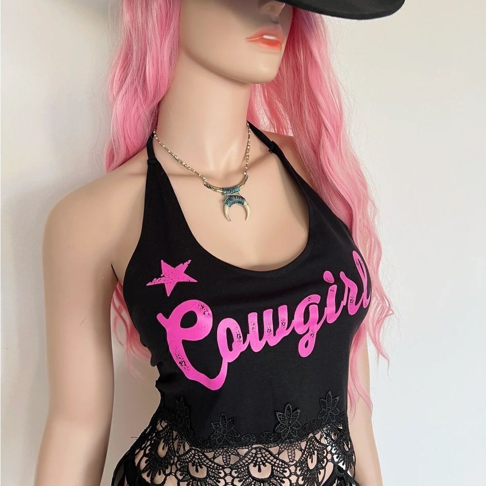 Cowgirl Country Festival Rave Fraphic Halter Top